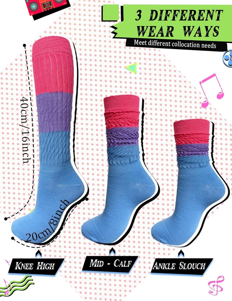 WILLBASIC 3 Pairs Neon Slouch Socks for Women, 80s 90s Neon Women's Leg Warmers Heavy Soft Extra Long Scrunchy Socks 80s Accessories for Women - Image 5
